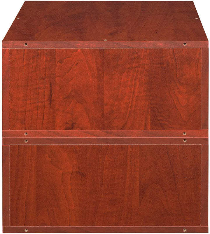Storage Set 2 Half Size Cubes Warm Cherry Orange Modern Contemporary Laminate Wood Finish - Diamond Home USA