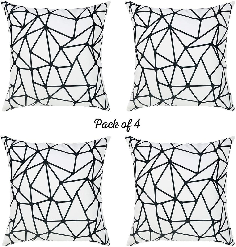 Scandi Bw Tangle Throw Pillow Cover (Set 4) White Abstract Traditional Polyester Set 3 More Removable - Diamond Home USA