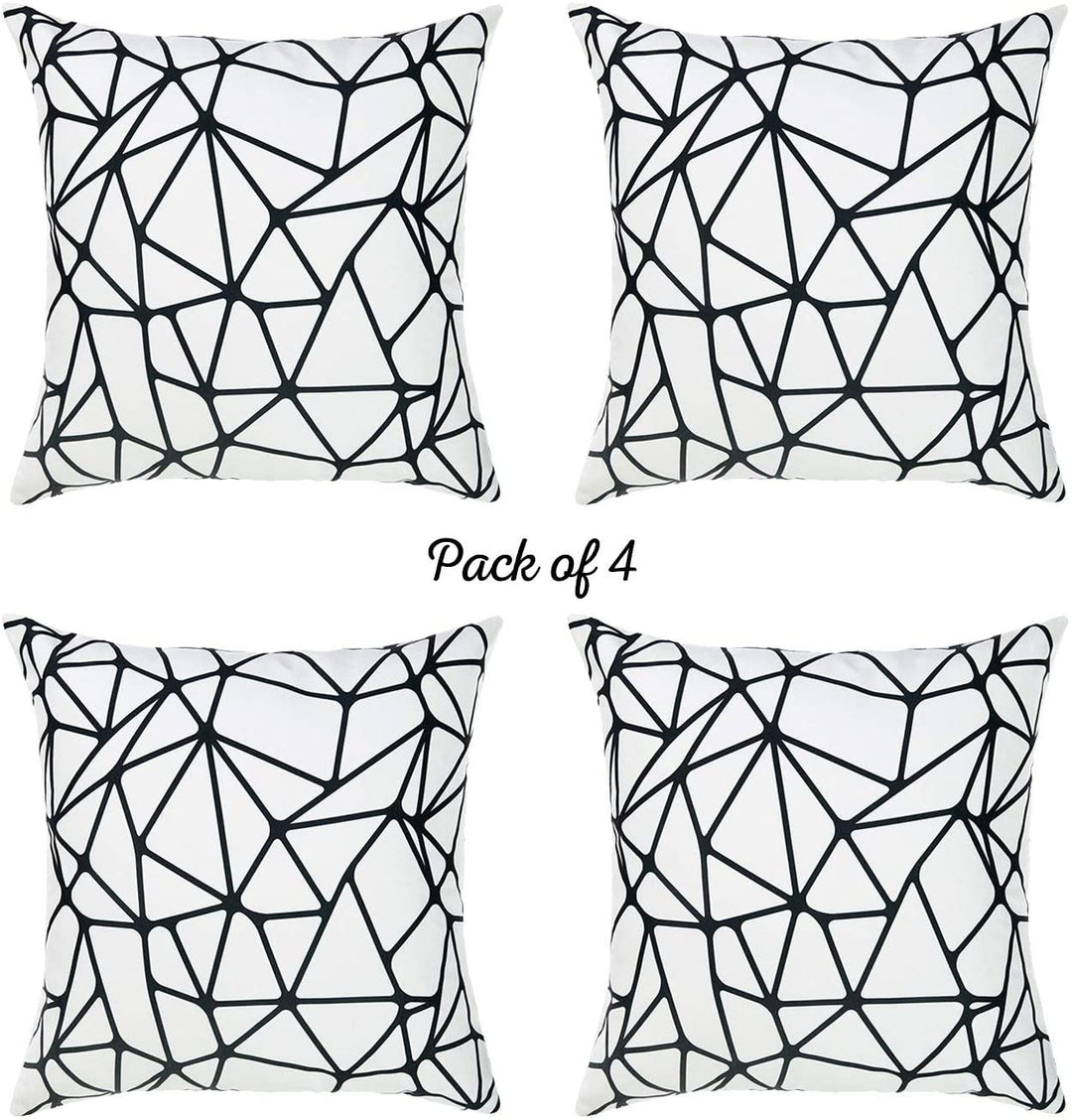Scandi Bw Tangle Throw Pillow Cover (Set 4) White Abstract Traditional Polyester Set 3 More Removable - Diamond Home USA