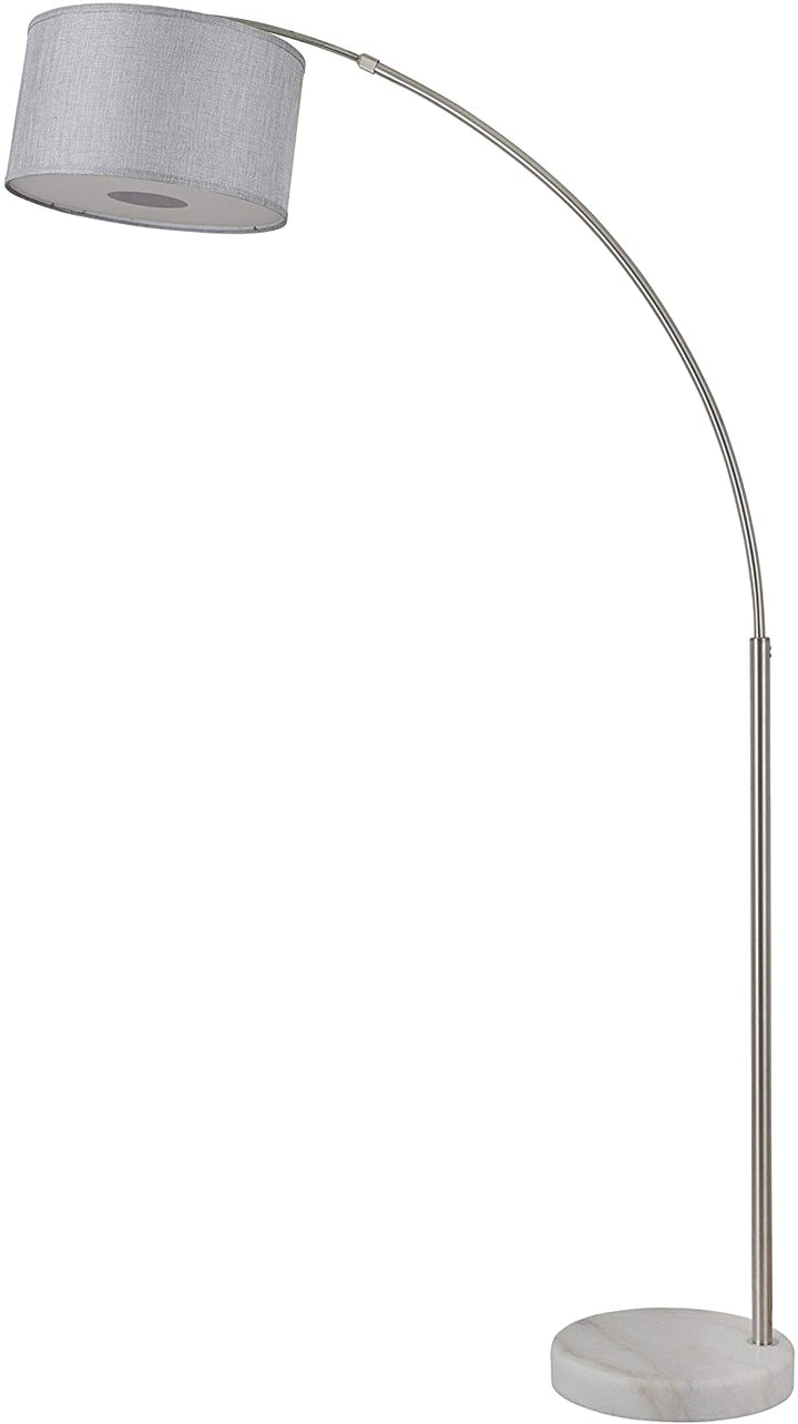 Steel Adjustable Arching 81" Floor Lamp Grey Extra Large Shade Modern Contemporary Nickel - Diamond Home USA