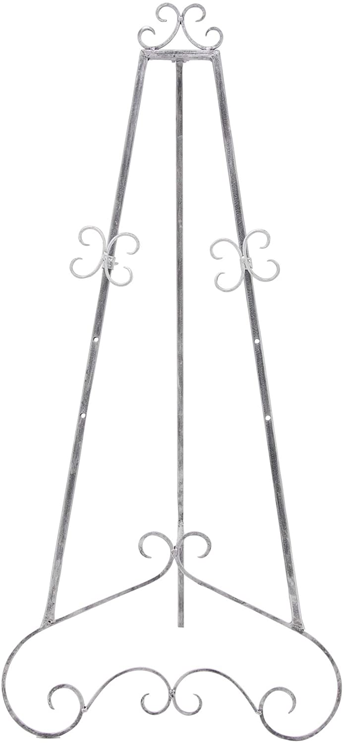 Modern Iron Scroll Floor Easel Brown Traditional Brass Finish