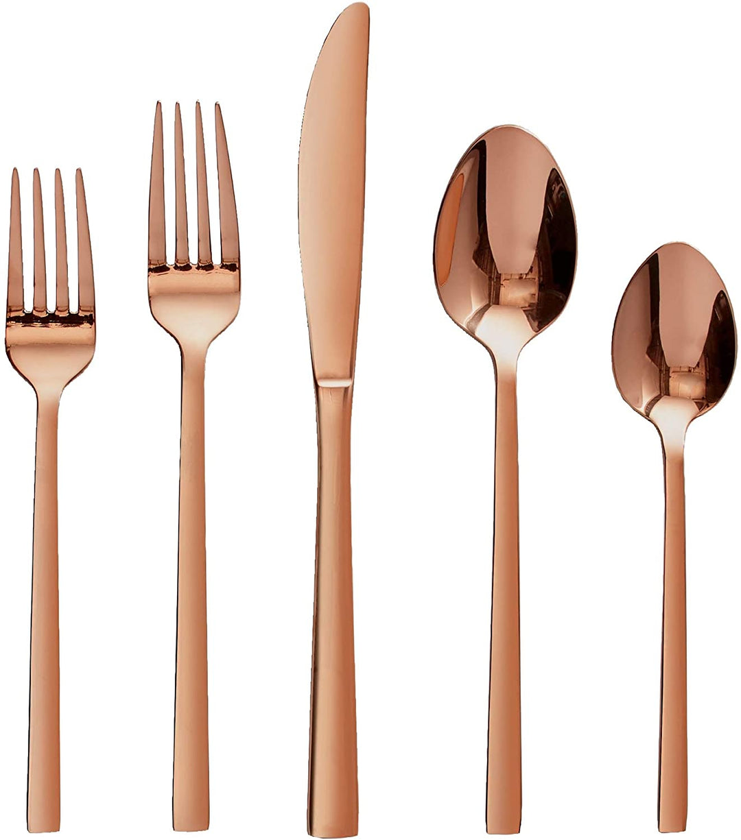 Flatware Stainless Steel Copper 20pc Set None Modern
