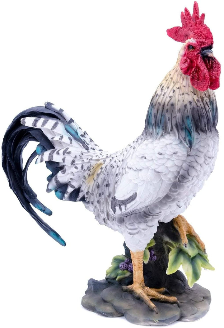 Black White Rooster Statue