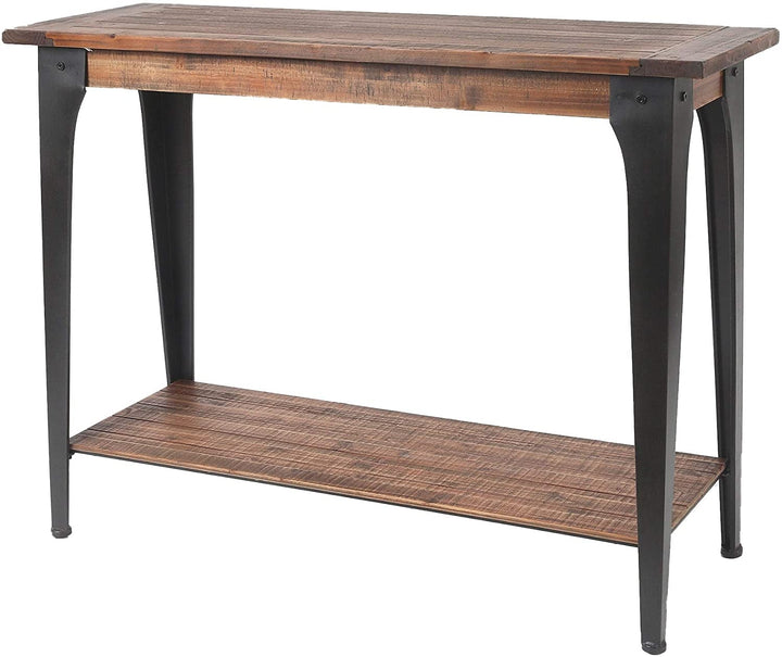 Wood Metal Console Entryway Table Black Brown Modern Contemporary Rectangle Iron Oak Finish Storage - Diamond Home USA