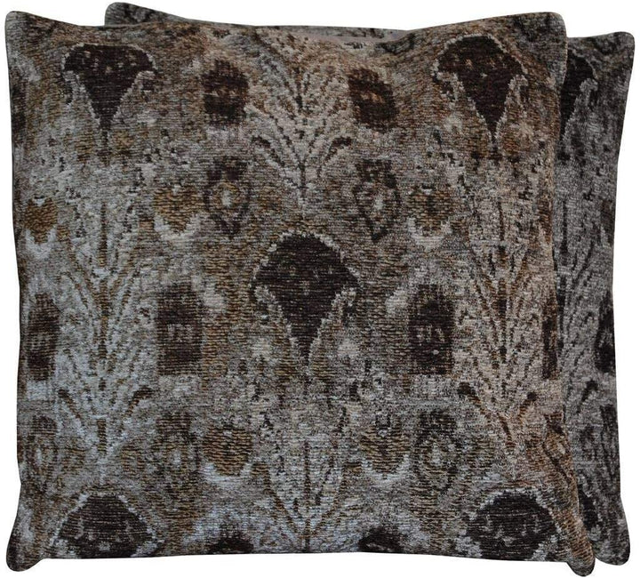 Handmade Chenille Ikat 20" Throw Pillow (Set 2) Beige