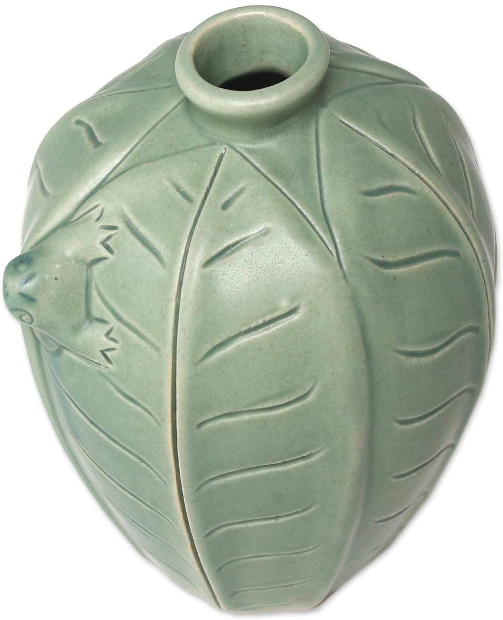Handcrafted Ceramic 'Frangipani Frogs' Vases (Indonesia) Green Handmade - Diamond Home USA