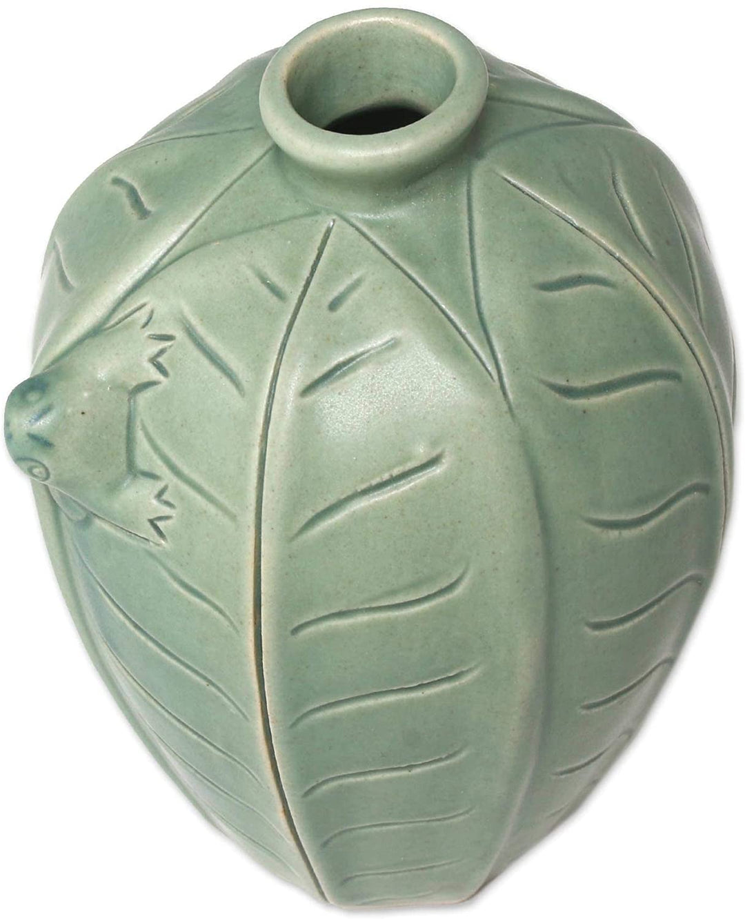 Handcrafted Ceramic 'Frangipani Frogs' Vases (Indonesia) Green Handmade - Diamond Home USA