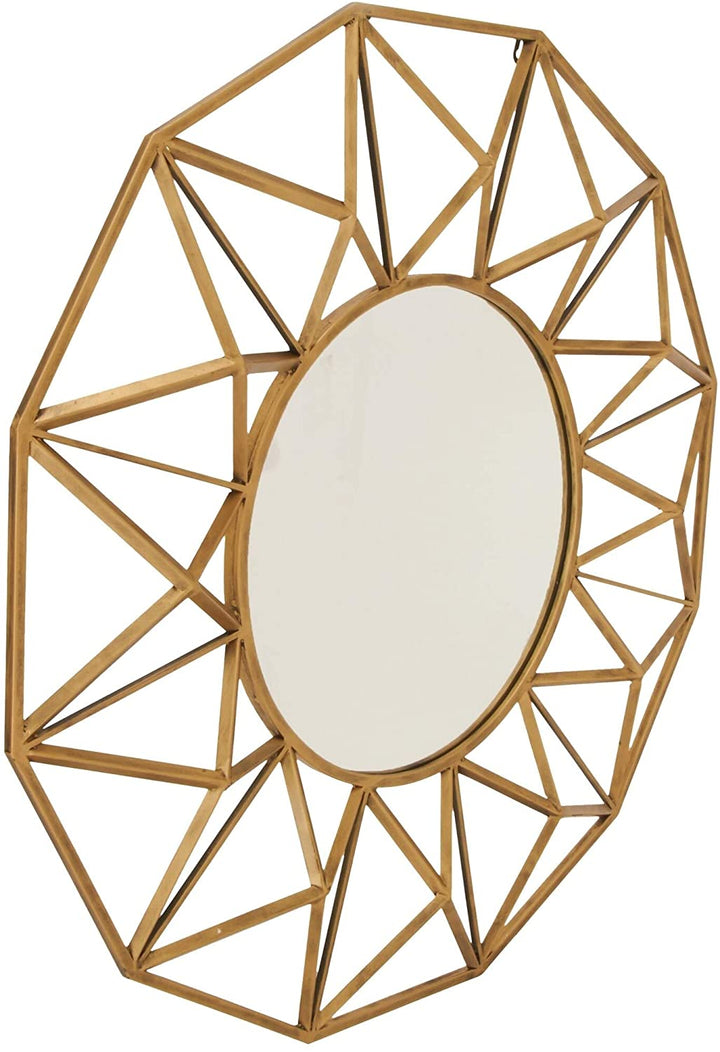 Round Geometric Wall Mirror Gold Modern Contemporary - Diamond Home USA