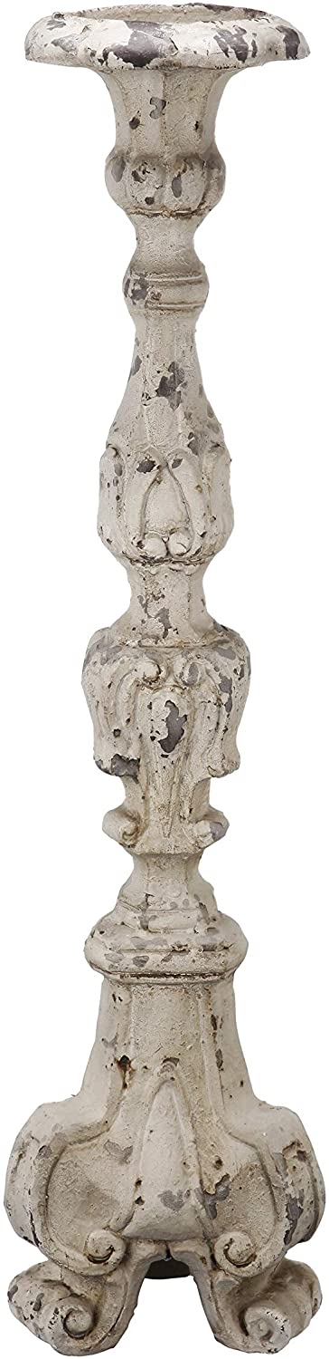 28 inch Weathered White Candle Holder