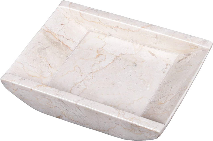 Champagne Marble 6 1/4" X 4 3/4" Boat Shaped Candle Holder Plate Matte Finish Beige