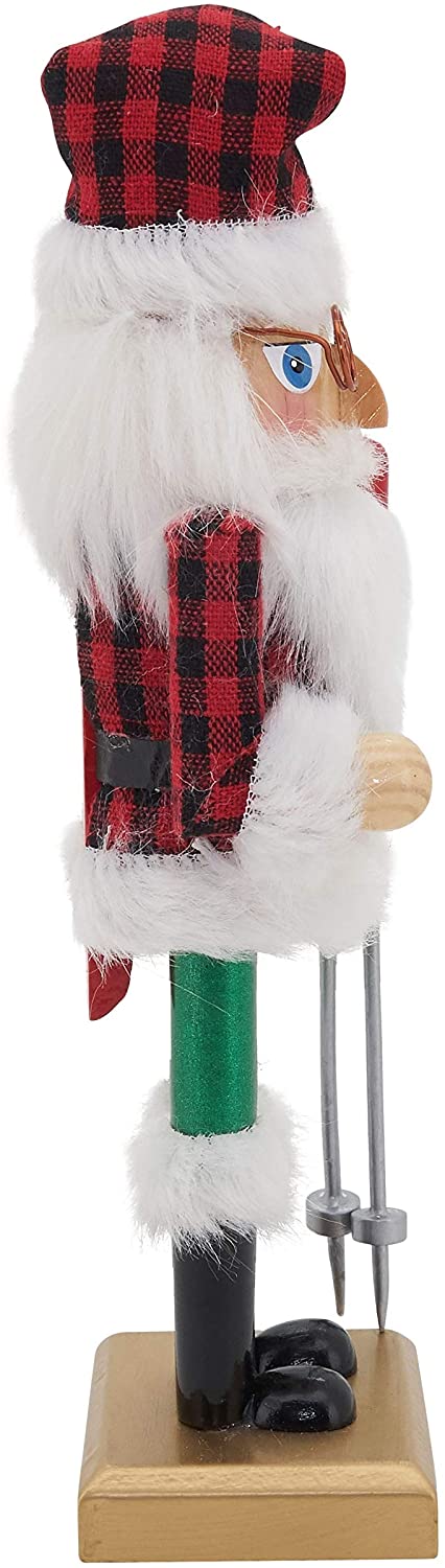 Skier Nutcracker Decoration Buffalo Plaid Design Color - Diamond Home USA