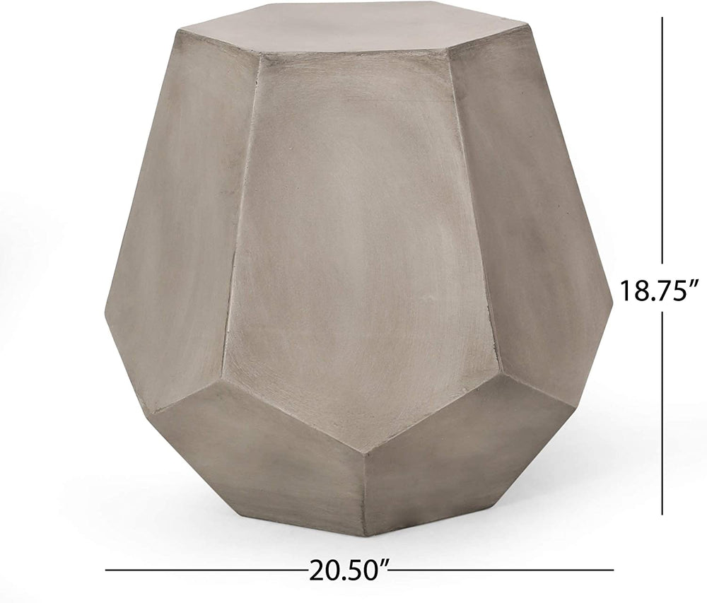 Lightweight Concrete Side Table Grey Industrial Specialty - Diamond Home USA