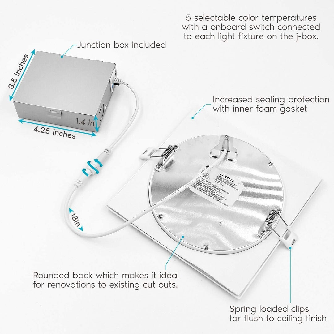 6" Square Led Recessed Lighting Color Temperature Selectable / 4 Pack White Modern Contemporary Metal Dimmable Retrofit - Diamond Home USA