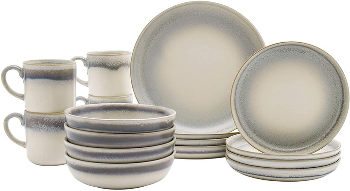 Tabletops Gallery 16pc Dinnerware Set Iridescent White Color