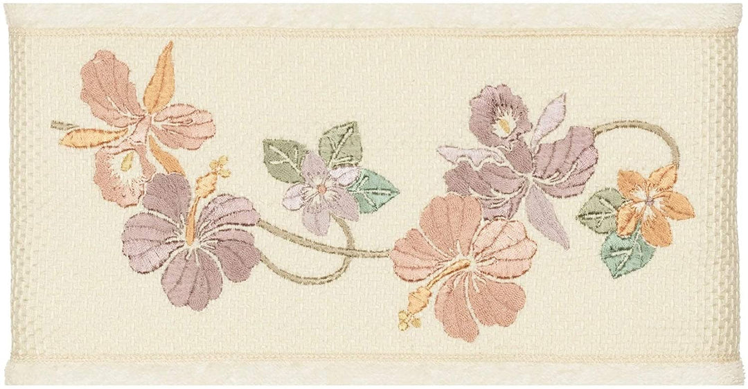 Turkish Cotton Floral Vine Embroidered Cream 3 Piece Towel Set Off White Cloth - Diamond Home USA