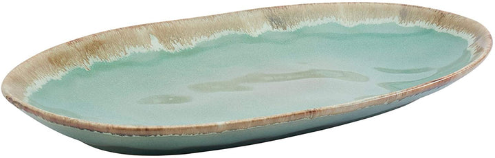 Tabletops Gallery Assorted Tuscon Serving Platters Set 3 Color Solid Farmhouse Oval Stoneware Piece Microwave Safe - Diamond Home USA