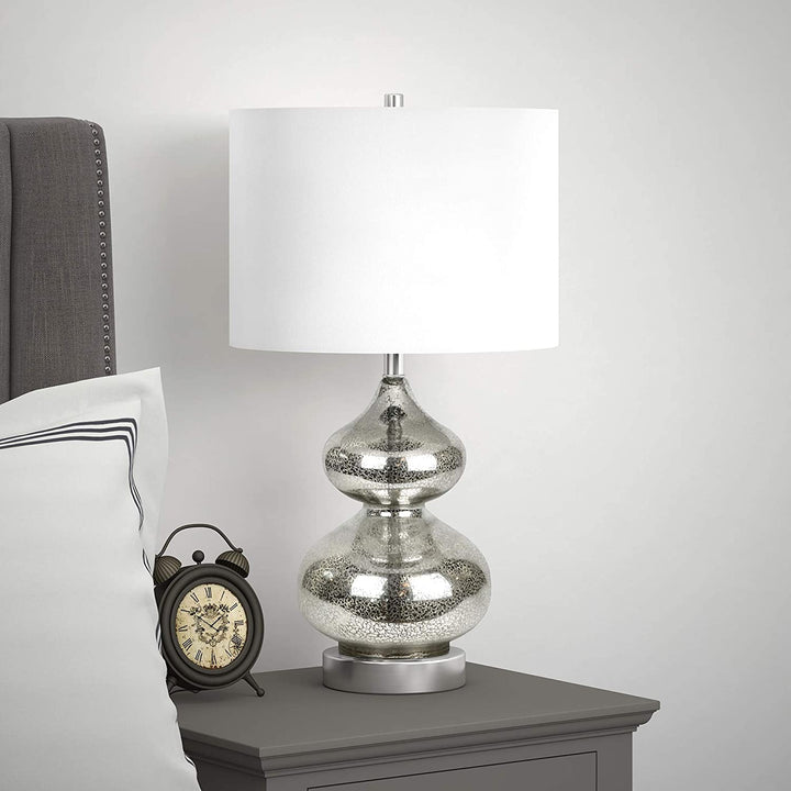 Glass Double Table Lamp Mercury Silver Glam Transitional