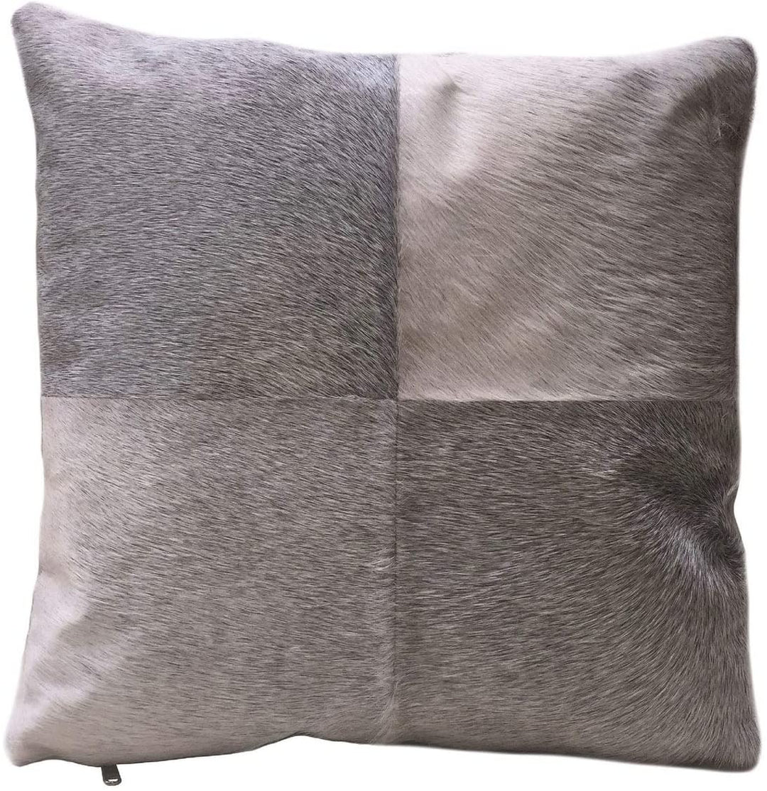 Grey Cowhide Pillow Esel Double Sided Leather Pillow Textured Modern Contemporary Leather Single Removable Cover - Diamond Home USA