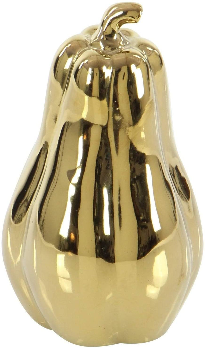 4 Piece Goldtone Ceramic Fruit Orbs Reflective Tray Gold Bronze Finish - Diamond Home USA