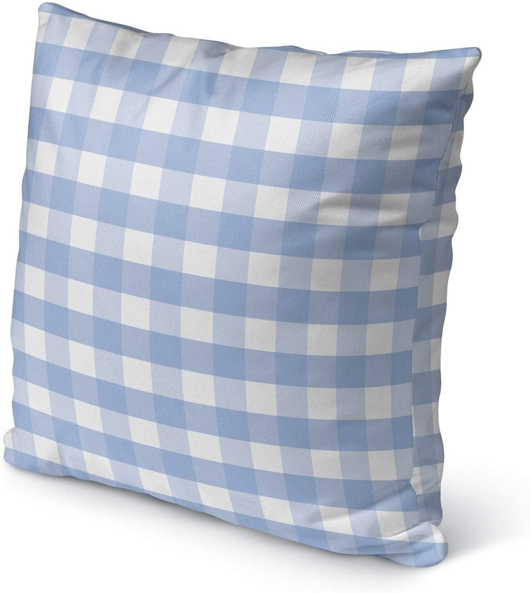 Gingham Dream Indoor|Outdoor Pillow by 18x18 Blue Plaid Modern Contemporary Polyester Removable Cover