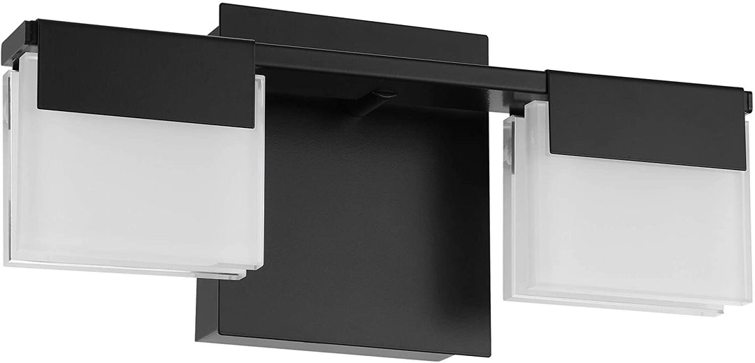 2 Light Led Bath/Vanity Light W/Matte Black Finish Modern