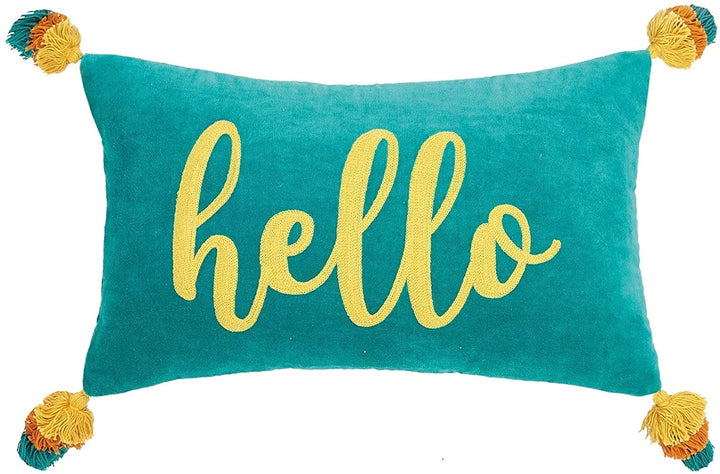 Hello Tassels Embroidered Pillow Color Motif Modern