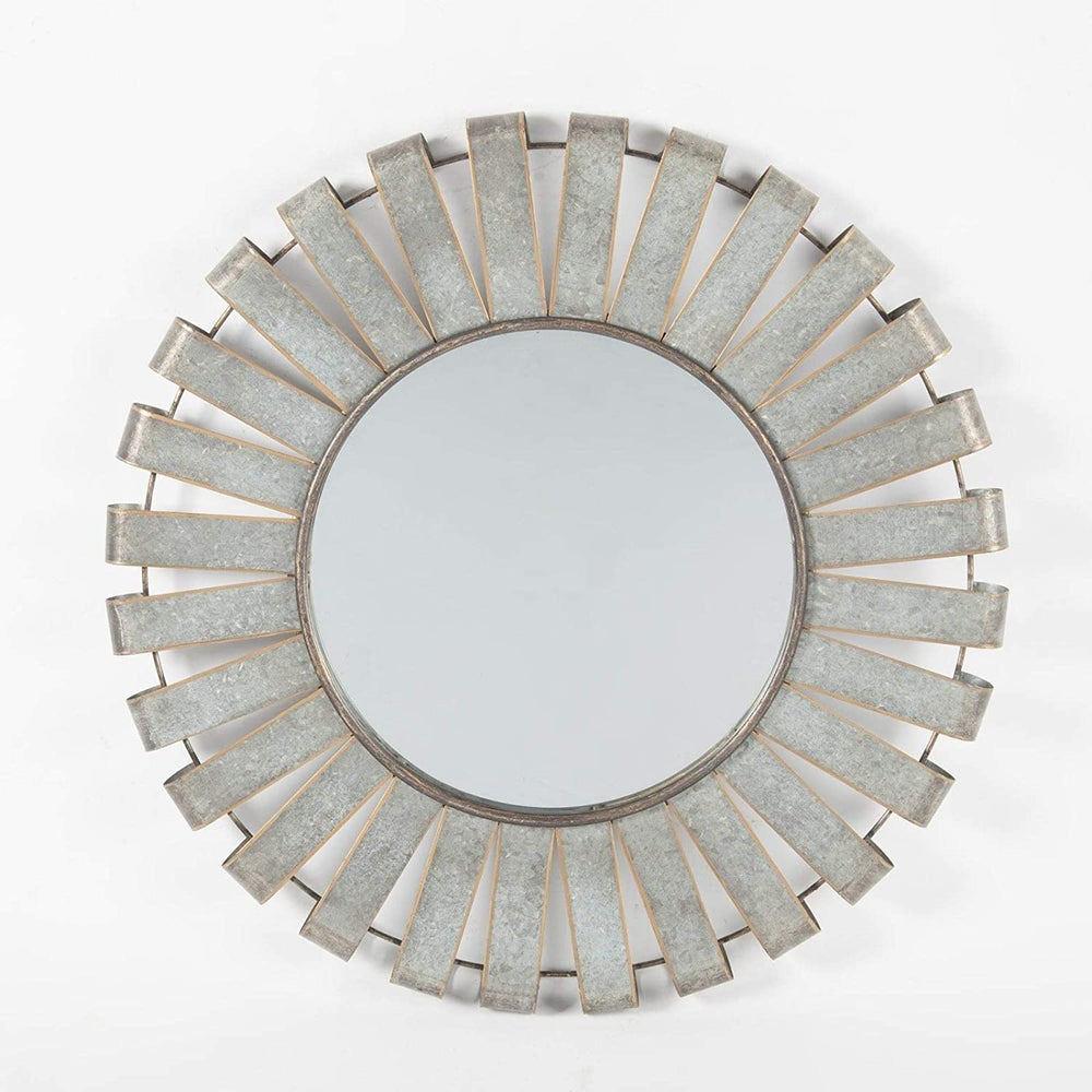 22 5in Dia Metal Windmill Wall Mirror Industrial Rustic Includes Hardware - Diamond Home USA