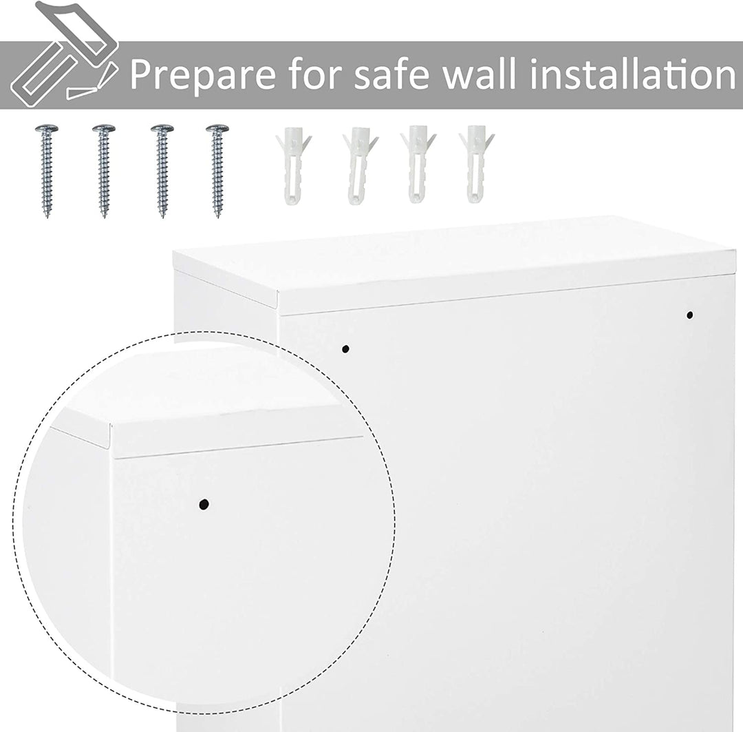 Steel Wall Mount Medicine Cabinet 3 Tier Emergency Box Bathroom Kitchen Lockable 2 Keys White Urban Finish - Diamond Home USA