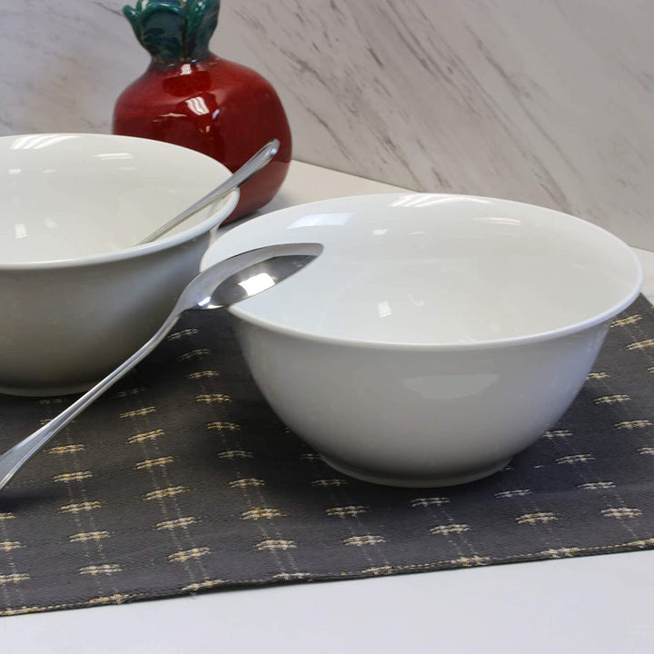 2 Piece 7 5 Inch Ceramic All Purpose Round Bowl Set White Solid Traditional Microwave Safe - Diamond Home USA