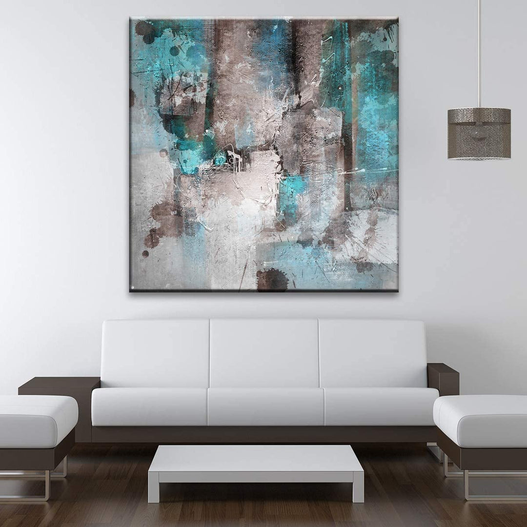 Abstract Wrapped Canvas Wall Art Black Brown Grey Industrial