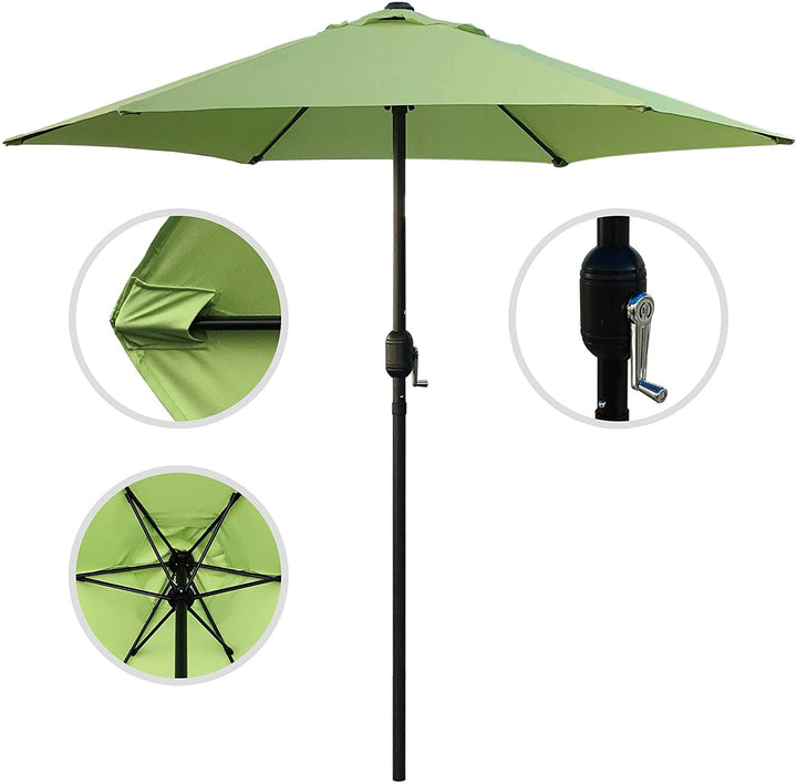 7 5' Patio Umbrella Outdoor Shade Black Green Nature Market Modern Contemporary Metal Polyester Crank Lift Uv Resistant