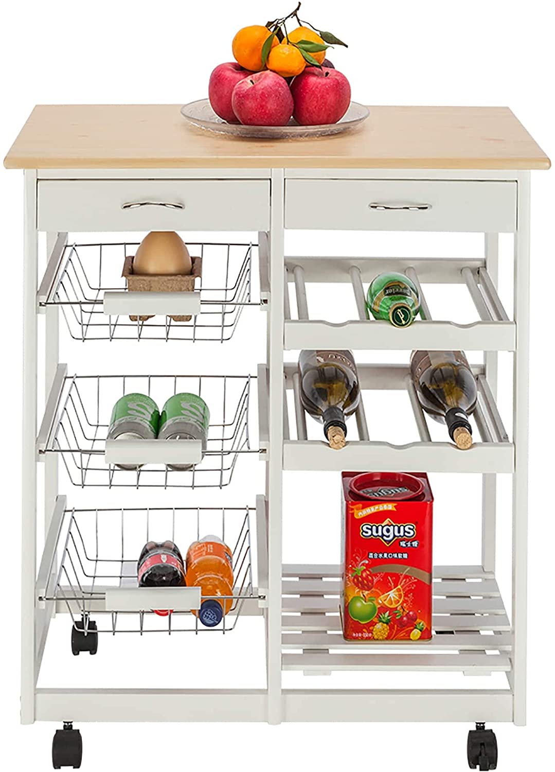 Moveable Utility Kitchen art Bar Two Drawers White Modern