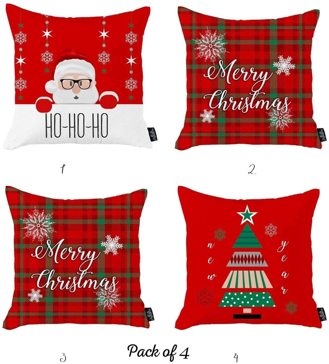 Merry Christmas Set 4 Throw Pillow Covers Gift 18"x18" Color