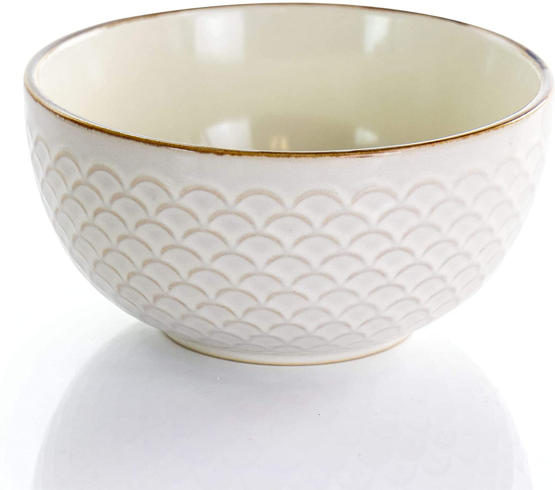 Honey Ivory 16 Piece Stoneware Dinnerware Set Textured Casual Round Dishwasher Safe - Diamond Home USA