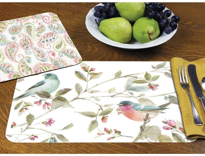 Wipe Clean Plastic Placemats Set 4 Romance Color Rectangle - Diamond Home USA