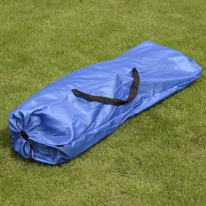 Portable Outdoor 2 seat Folding Chair Removable Sun Umbrella Blue Polyester - Diamond Home USA