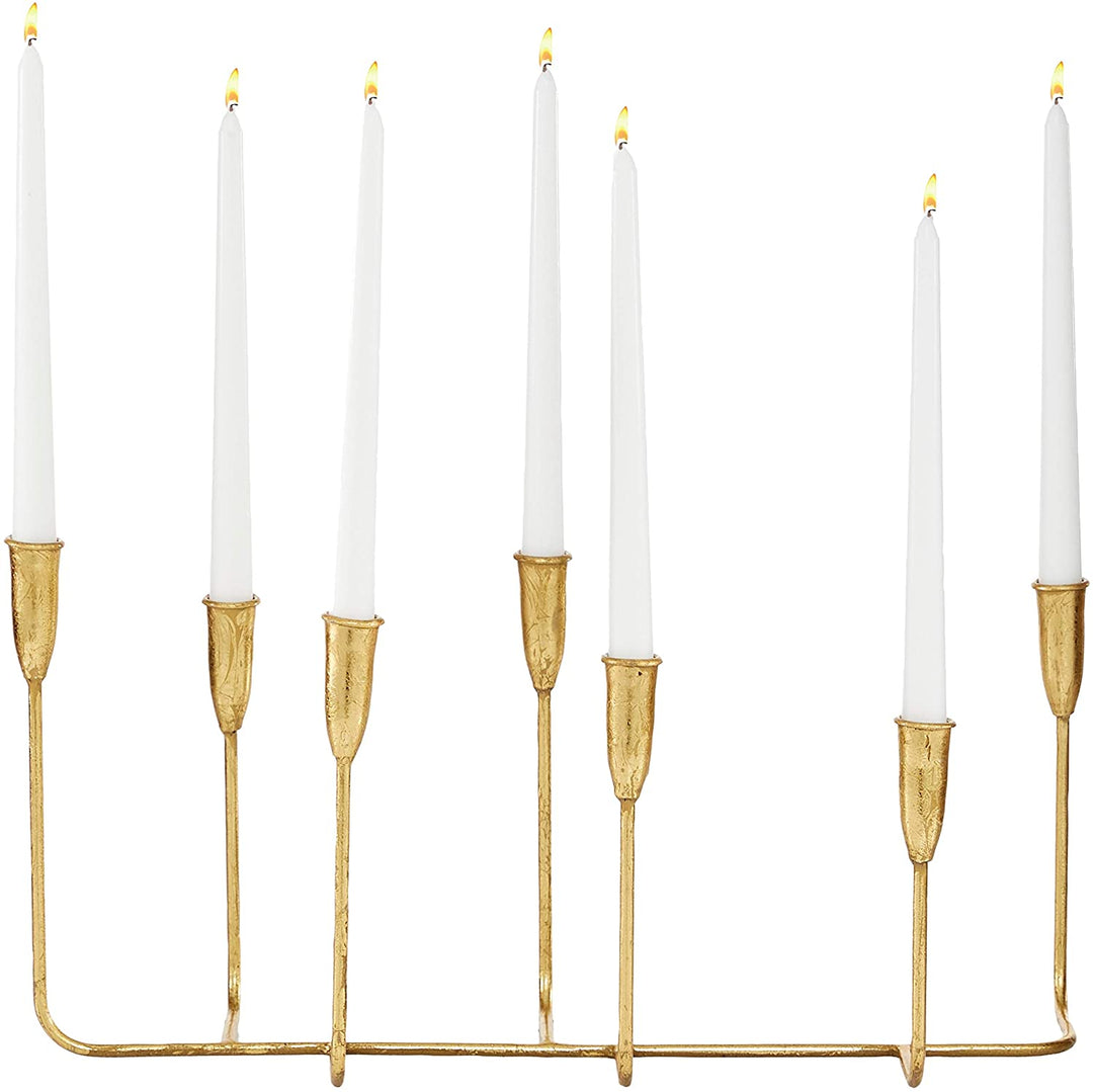 Abstract Gold Foil Finished Tapered Metal Candle Holder
