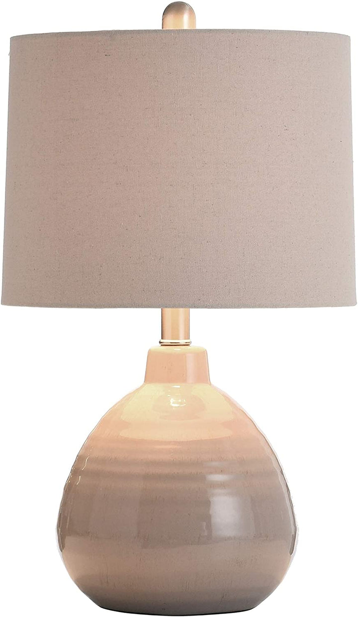 Ceramic Glacier Gray Table Lamp Beige Hardback Linen Shade White Modern Contemporary - Diamond Home USA