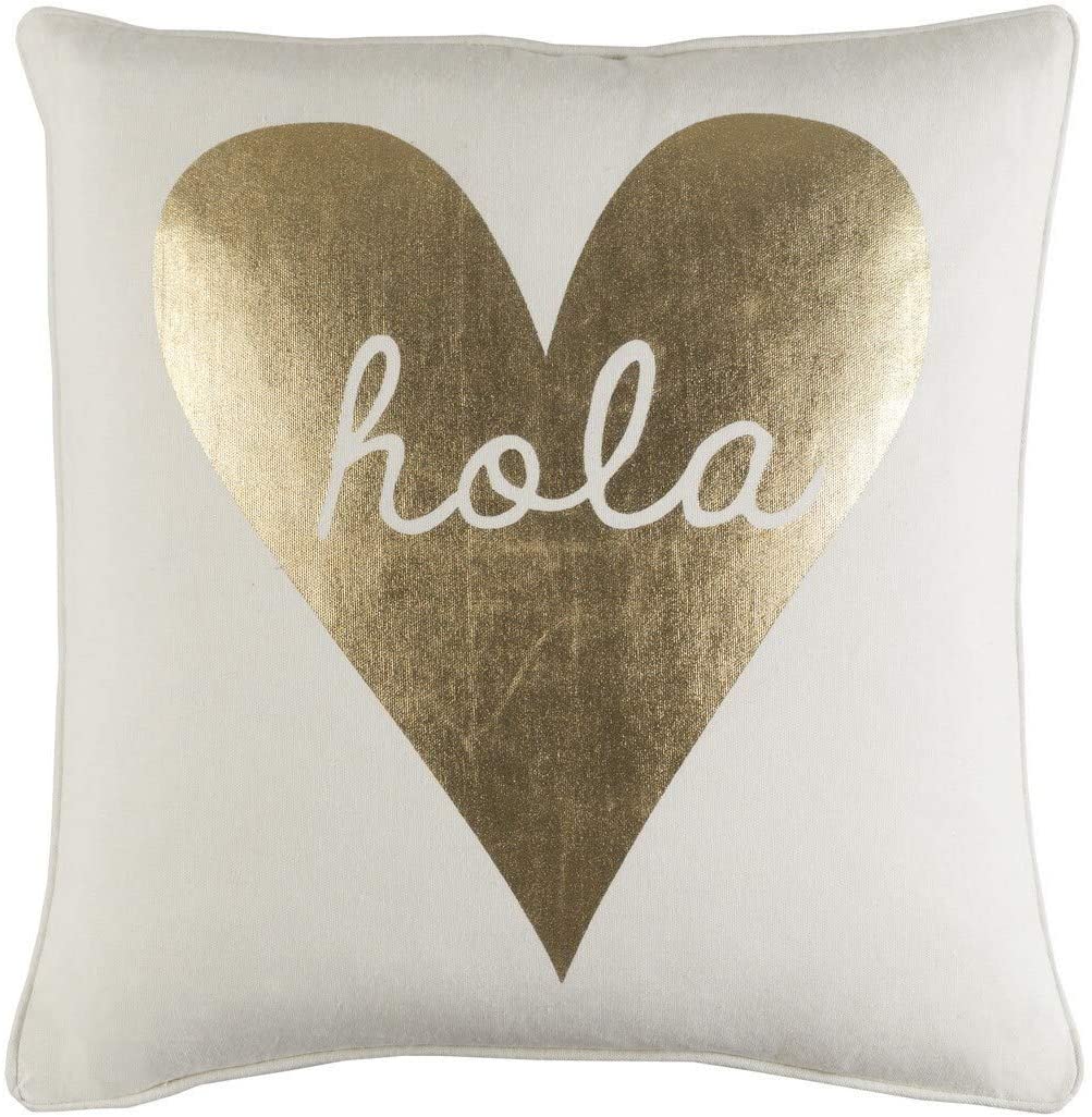 Decorative 18 inch Hill Throw Pillow Shell Gold White