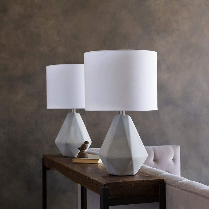 Table Lamp Natural Finish oncrete Base ream White Modern