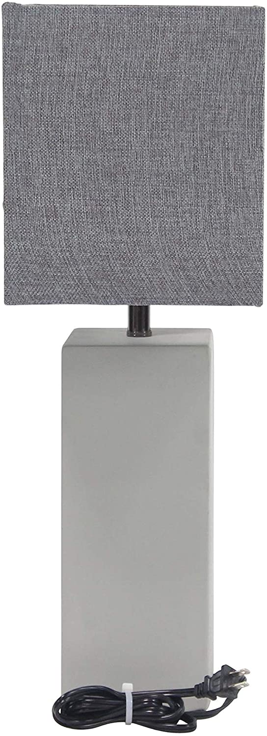 Modern Concrete Iron Rectangular Gray Table Lamp Grey Contemporary - Diamond Home USA