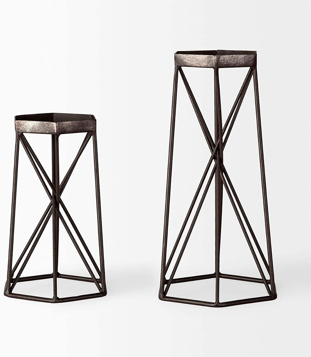 I (Small) Table Candle Holder Silver Farmhouse Modern Contemporary Metal - Diamond Home USA