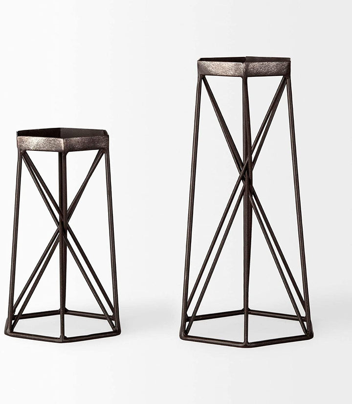 I (Small) Table Candle Holder Silver Farmhouse Modern Contemporary Metal - Diamond Home USA