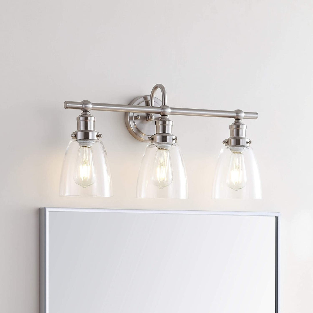 Lighting 3 Light Brush Nickel Led Sconce Modern Contemporary Transitional Glass Metal Chrome Bulb Included - Diamond Home USA