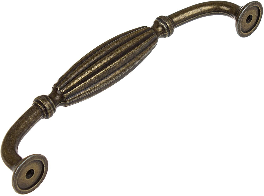 5 Pack 5 Center Antique Fluted Cabinet Pulls Brass Traditional Zinc Finish - Diamond Home USA
