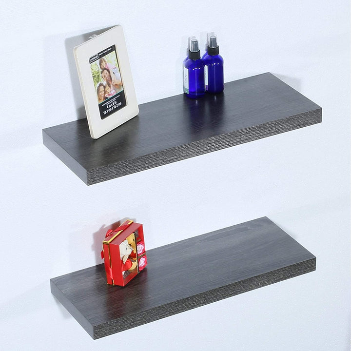Set 2 Modern Contemporary Black Oak Floating Shelf 9 2523