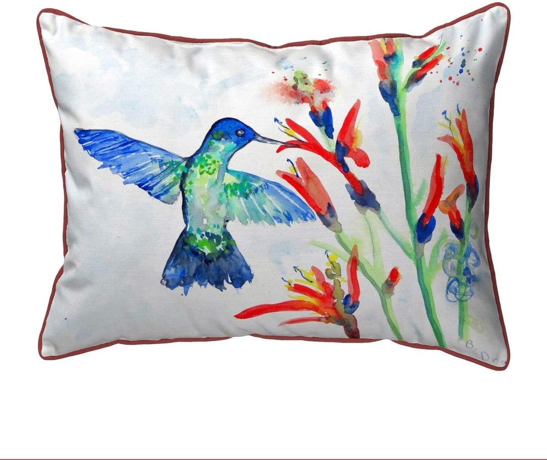 Hummingbird Fire Plant Small Outdoor/Indoor Pillow 11x14