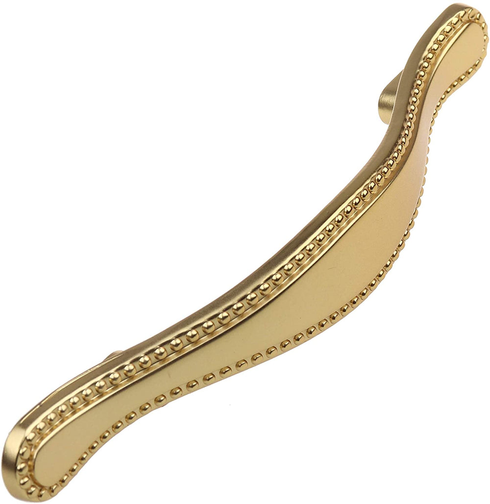 25 Pack 3 Inch Center Brass Gold Beaded Cabinet Pulls Mid Century Modern Zinc Finish - Diamond Home USA