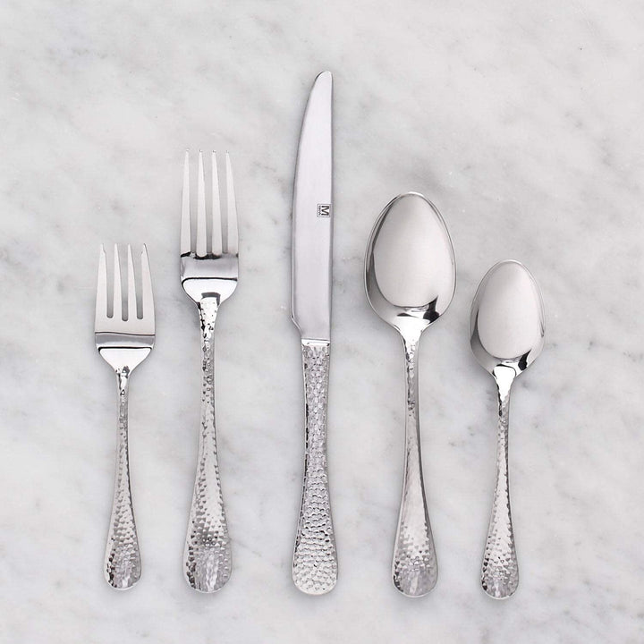 Flatware Hammered Stainless Steel 40pc Set 9" X 0'5"
