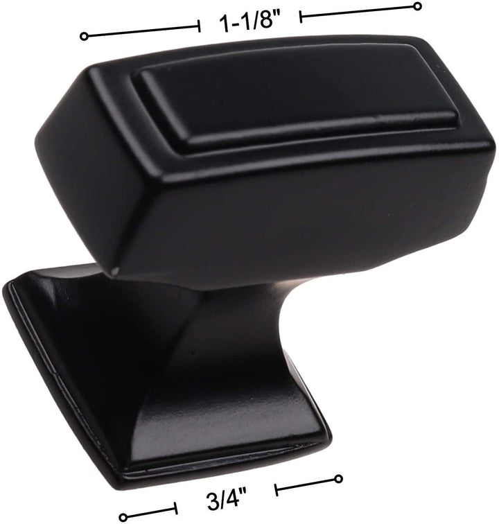 10 Pack 1 1/8 inch Rectangle Cabinet Knob Black Modern Contemporary Zinc Matte - Diamond Home USA